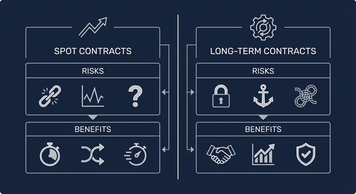 スポット契約・長期契約のリスクとメリット比較表