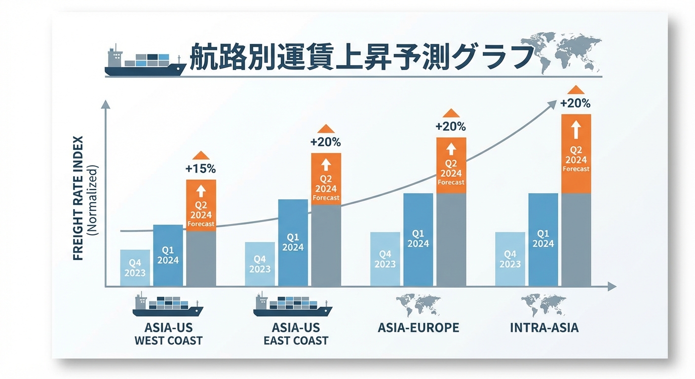 図解:航路別運賃上昇予測グラフ