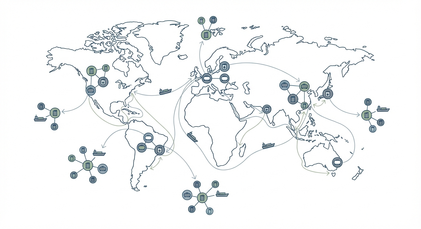 図解:将来の世界バンカリング拠点分散化のイメージ図