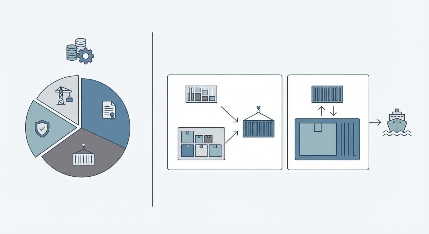図解：港湾費用の内訳とLCL・FCLの違い