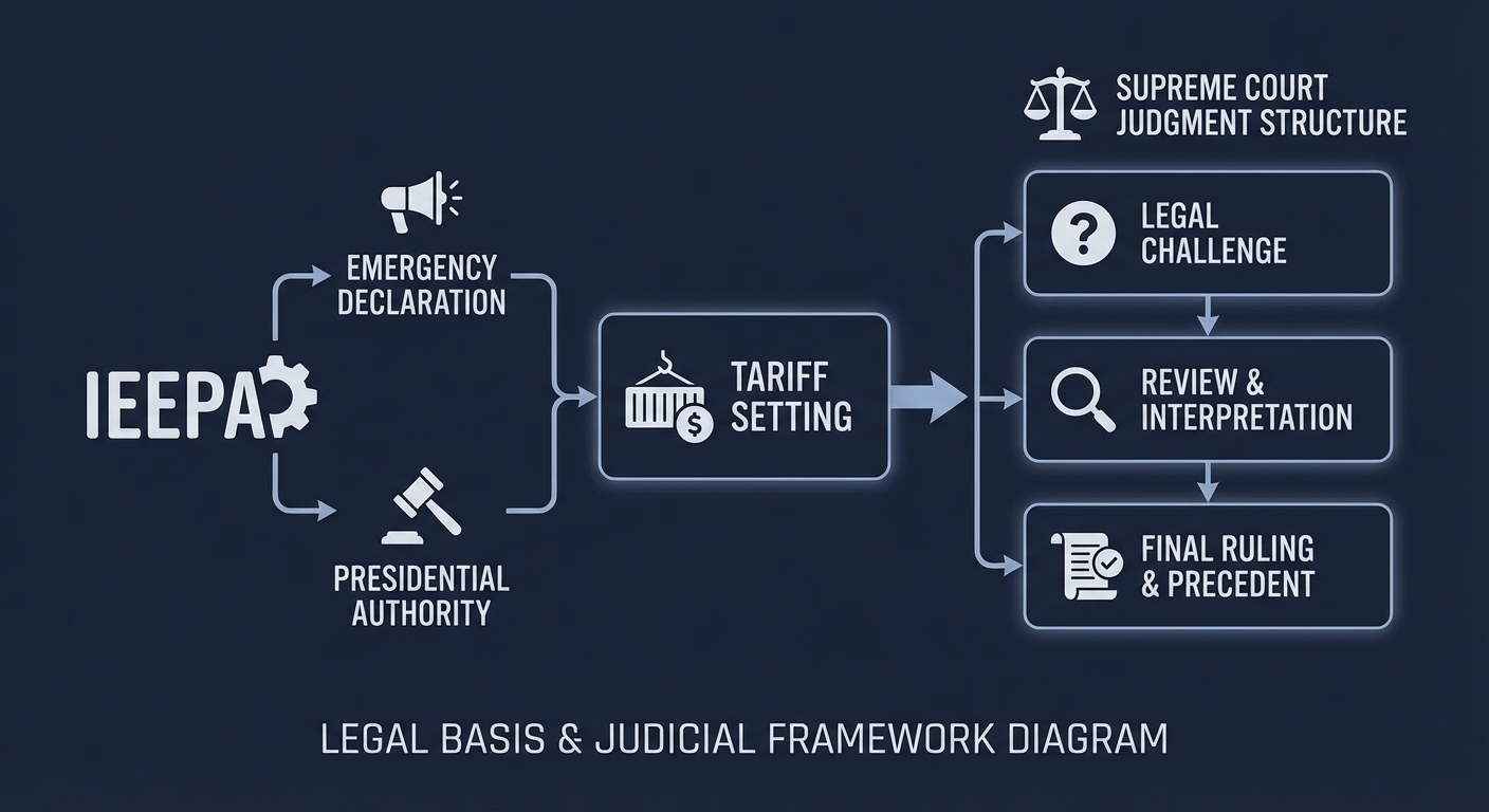 IEEPAによる関税設定の法的根拠と最高裁判断の構造図