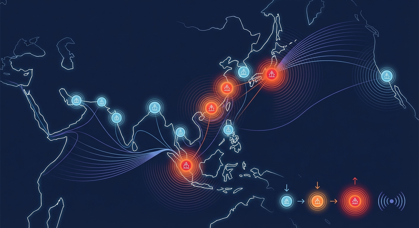 アジア主要港の混雑状況と影響範囲マップ