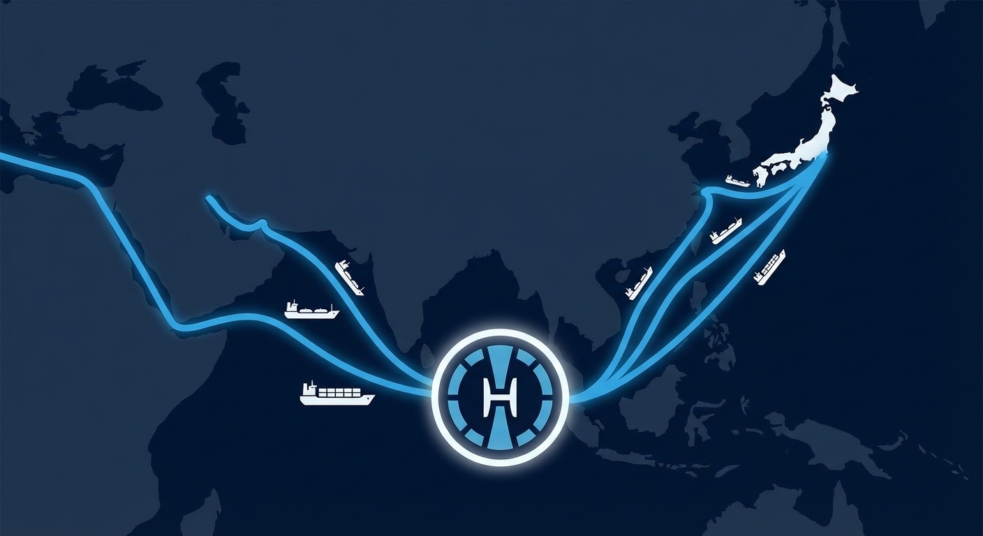 日本の原油・LNG輸入経路とホルムズ海峡依存度の図