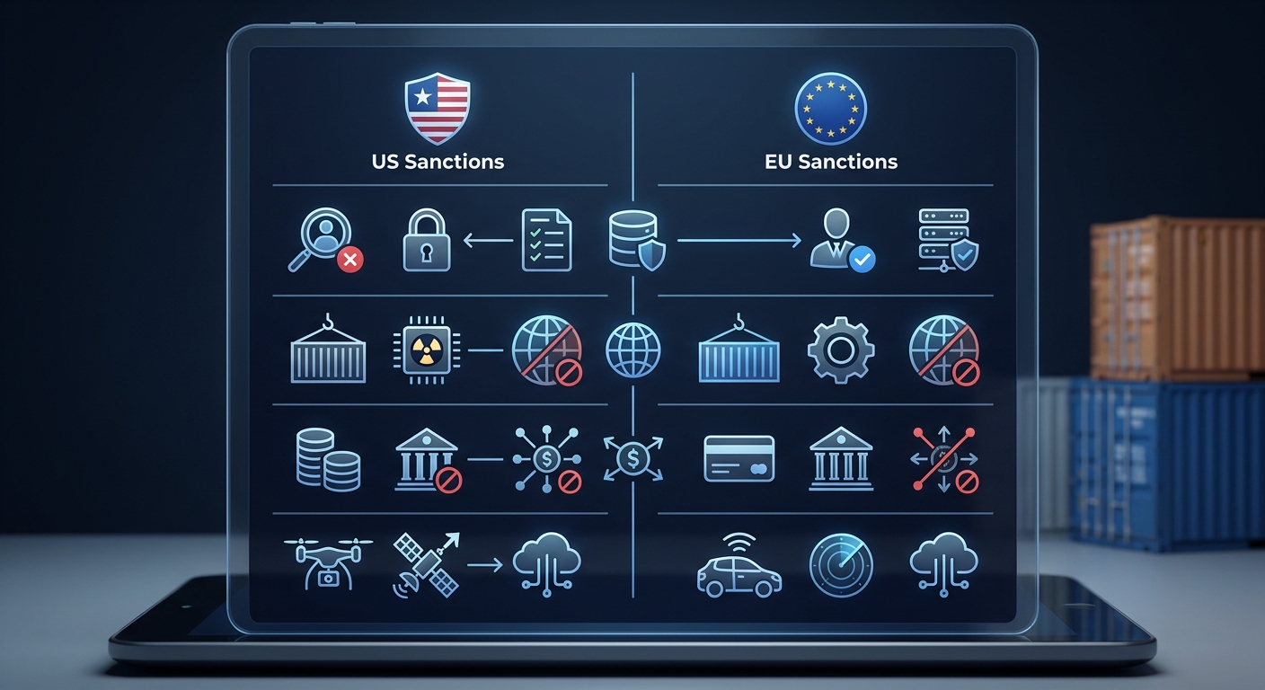米国制裁と欧州制裁の主要チェック項目比較表