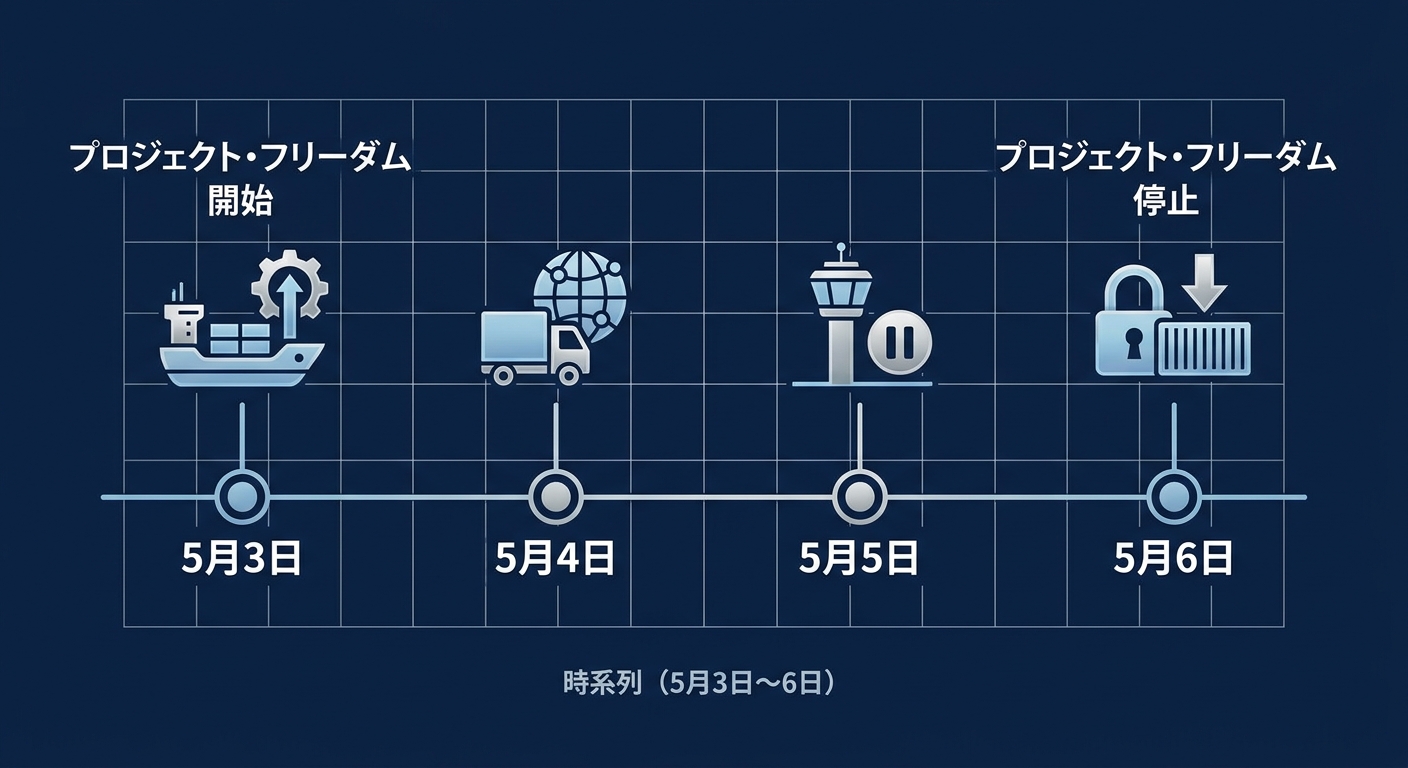 「プロジェクト・フリーダム」開始〜停止の時系列(5月3日〜6日)